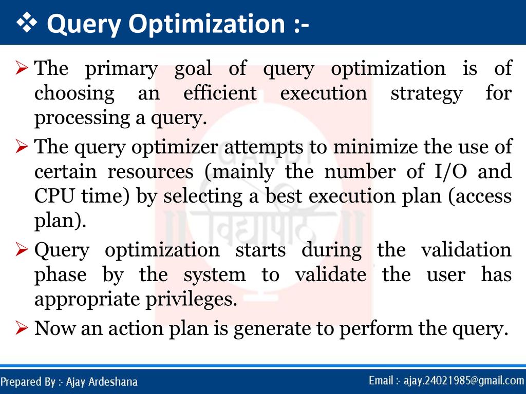 Query Processing And Optimization - ppt download