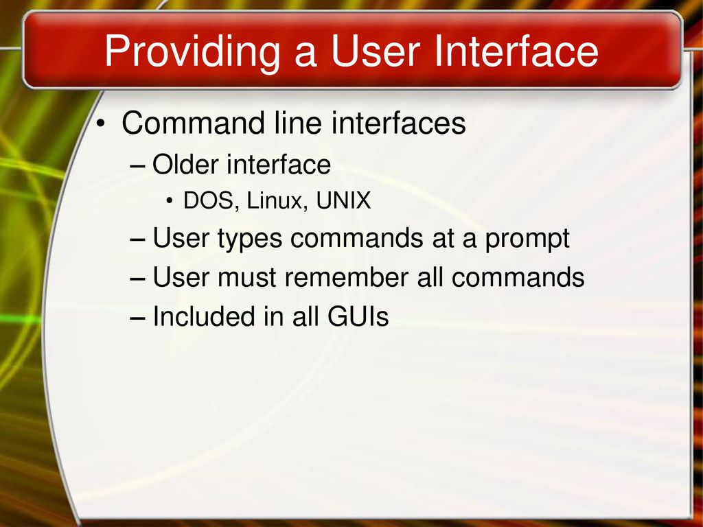 Providing a User Interface
