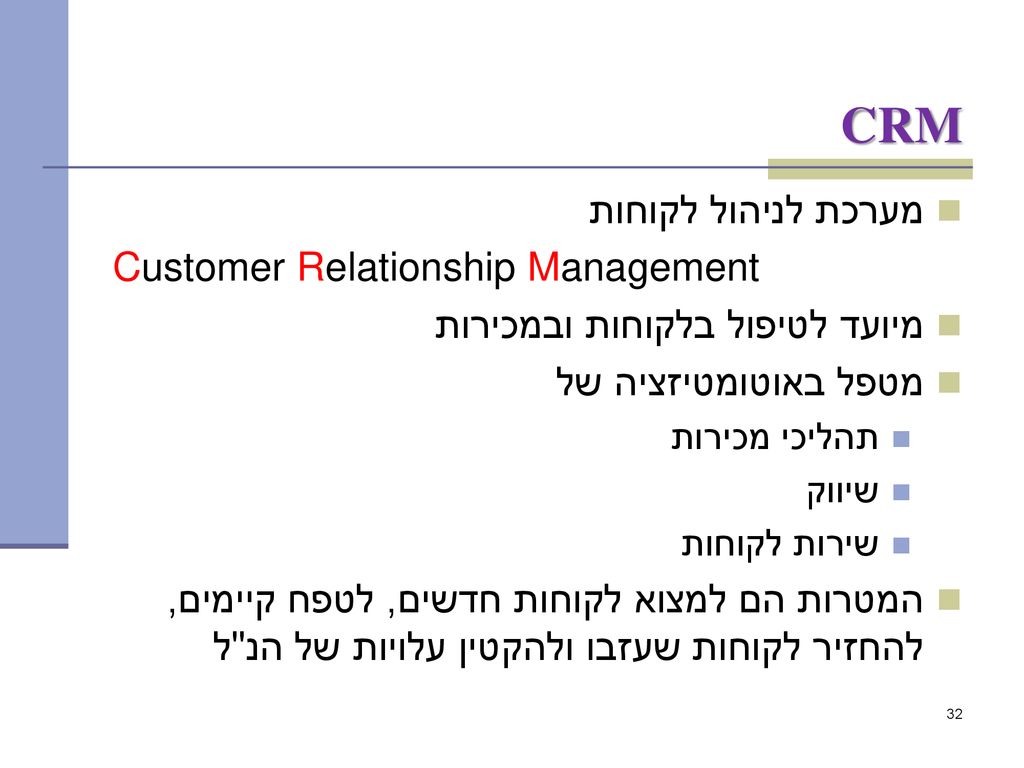 CRM מערכת לניהול לקוחות Customer Relationship Management
