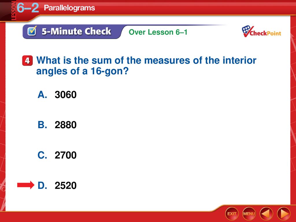 What is the sum of the measures of the interior angles of a 16-gon