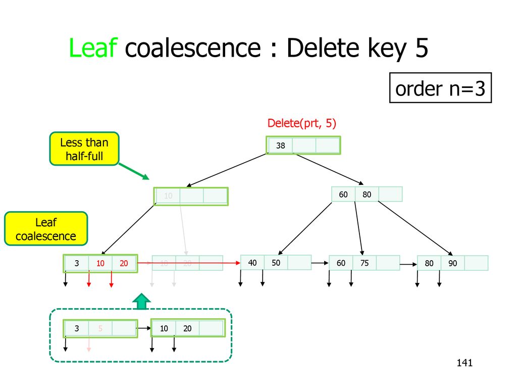 Leaf coalescence : Delete key 5