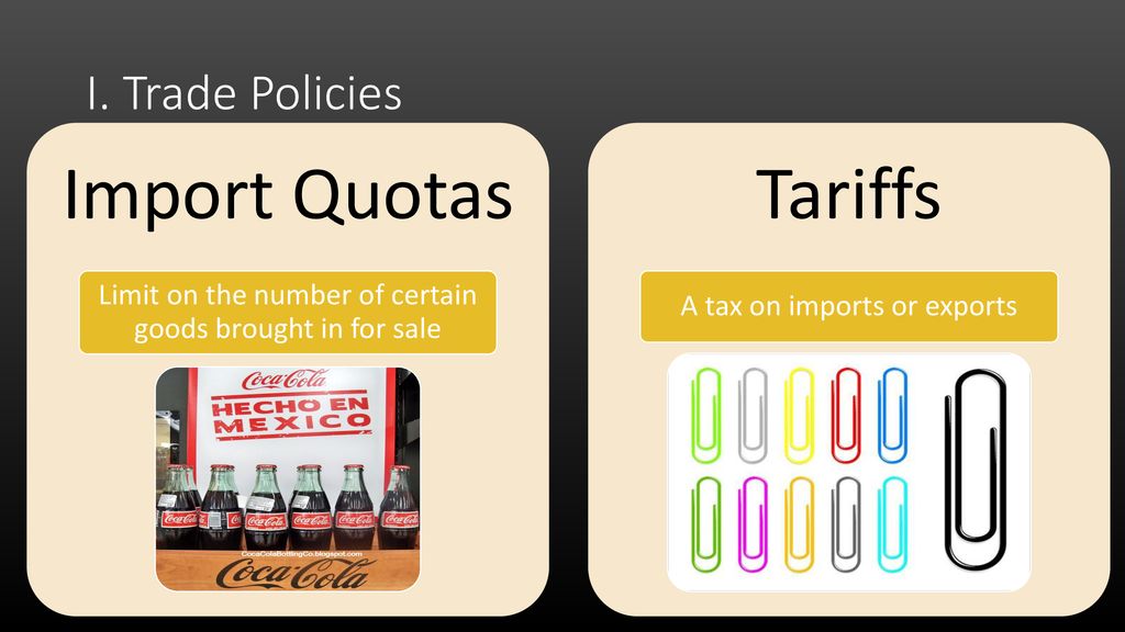 Import Quotas Tariffs I. Trade Policies