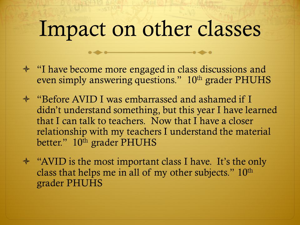 Impact on other classes