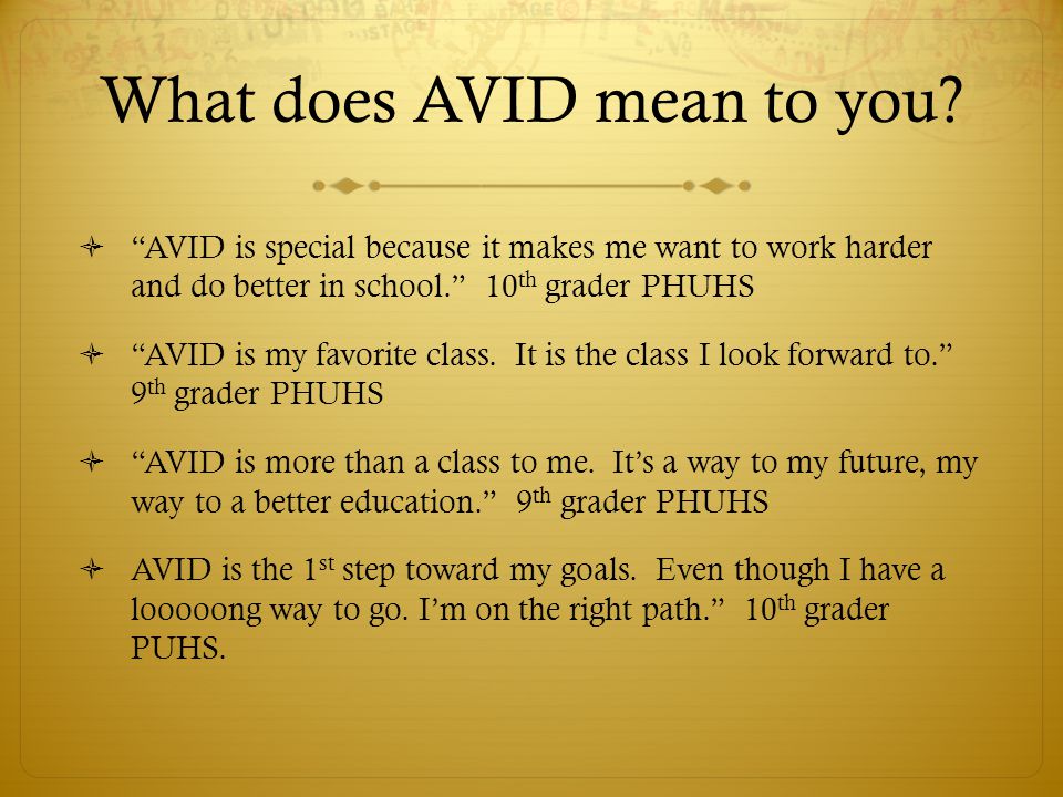 What does AVID mean to you