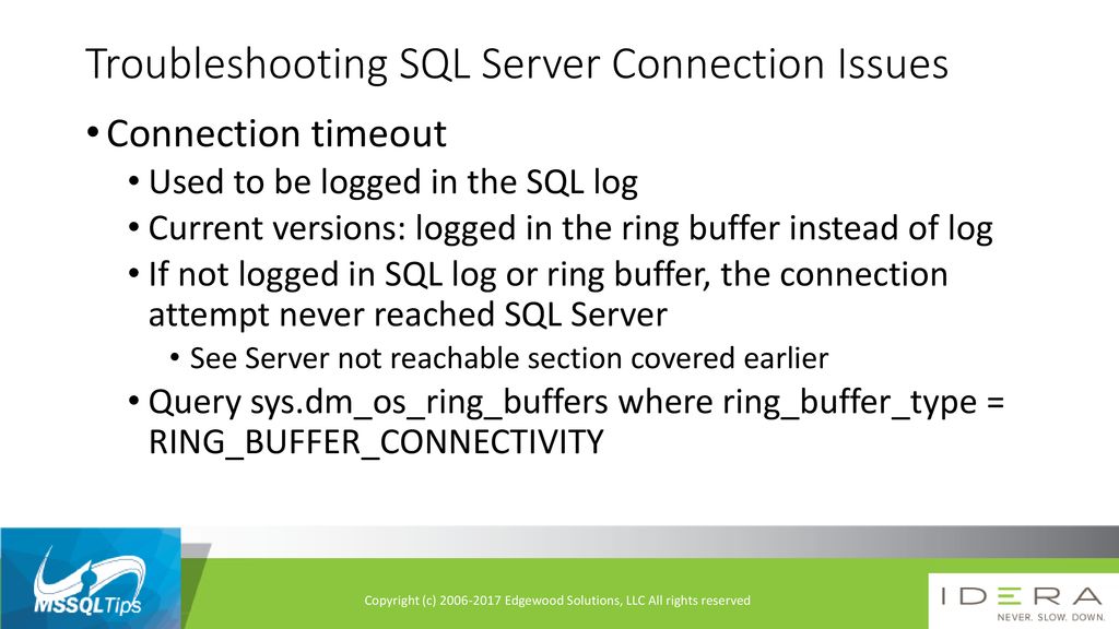 herder beloning plek Troubleshooting SQL Server Connection Issues - ppt download