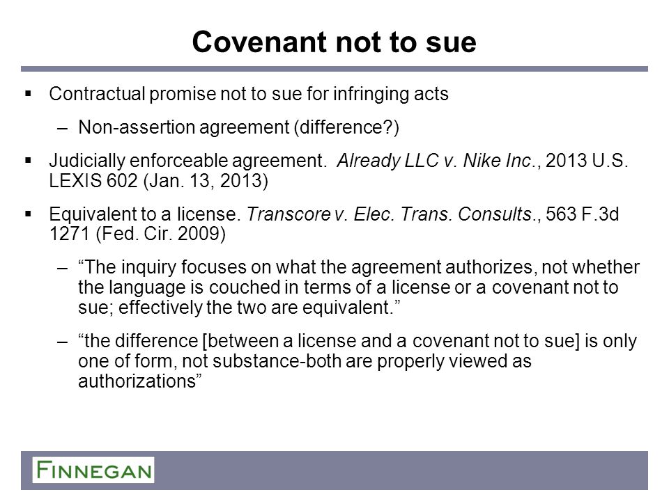 Licensing & Management of IP Assets Covenant Not to Sue - ppt video online  download