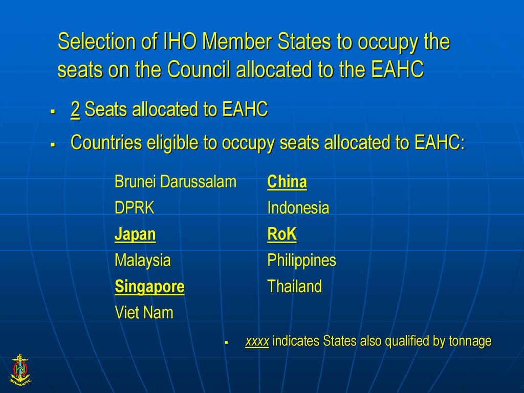Selection of IHO Member States to occupy the seats on the Council allocated to the EAHC