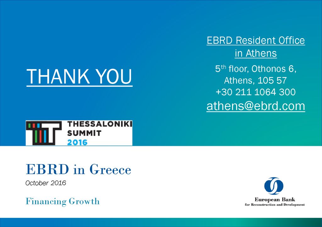 EBRD in Greece October 2016 Financing Growth - ppt download