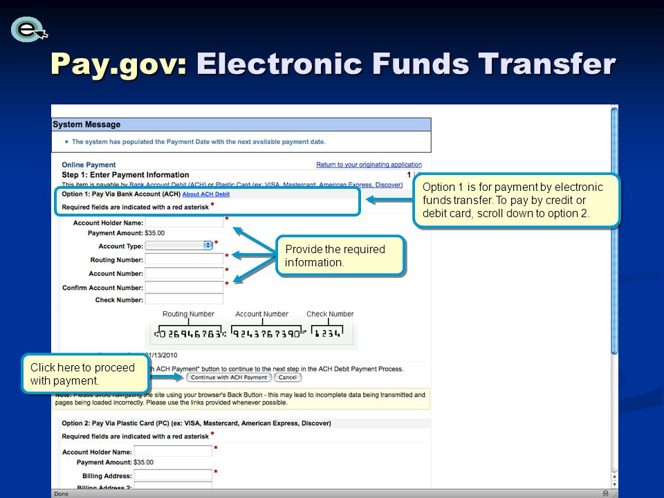 Pay.gov: Electronic Funds Transfer