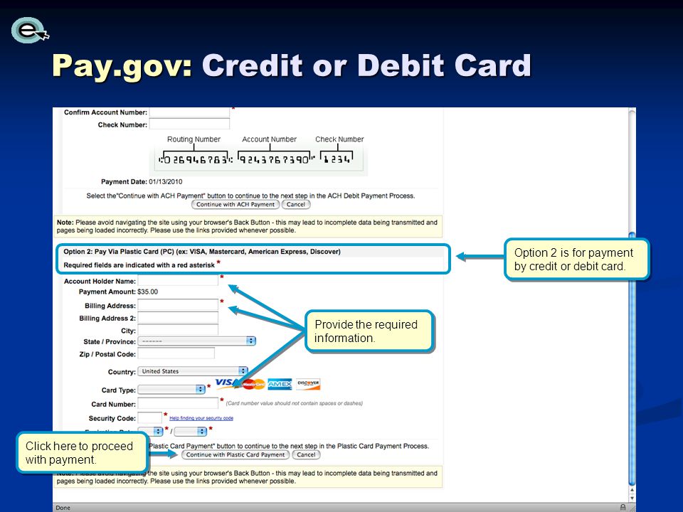 Pay.gov: Credit or Debit Card