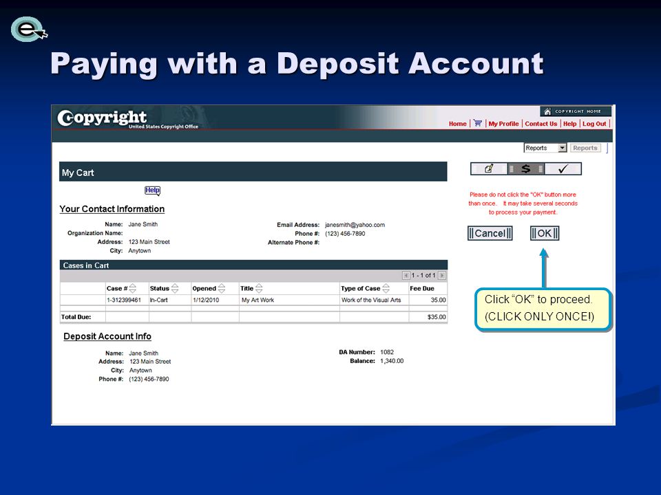Paying with a Deposit Account