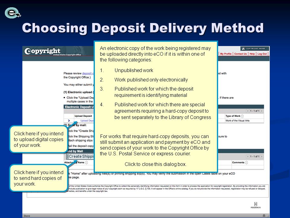 Choosing Deposit Delivery Method