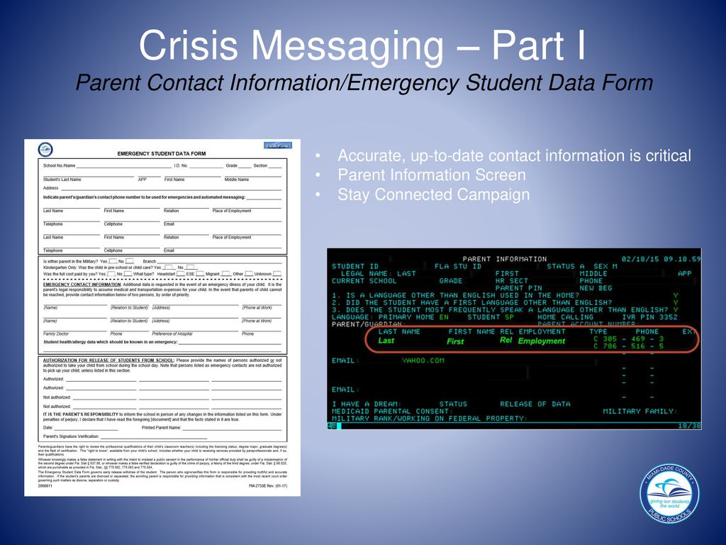 Part I Crisis Messaging Part II Dade Schools Mobile App MiamiDade