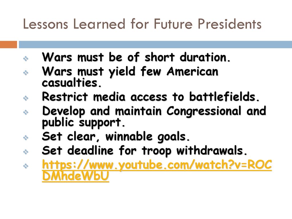 Lessons Learned for Future Presidents