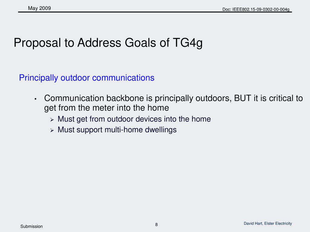 Proposal to Address Goals of TG4g
