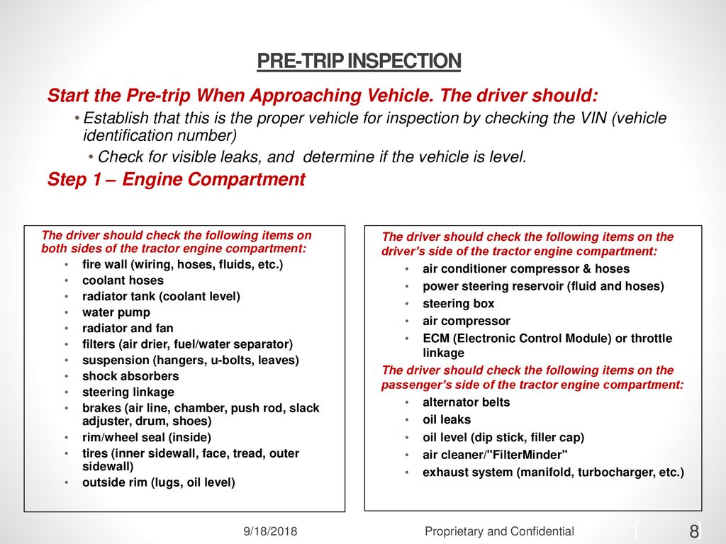 Pre/ Post Trip Inspections - ppt download