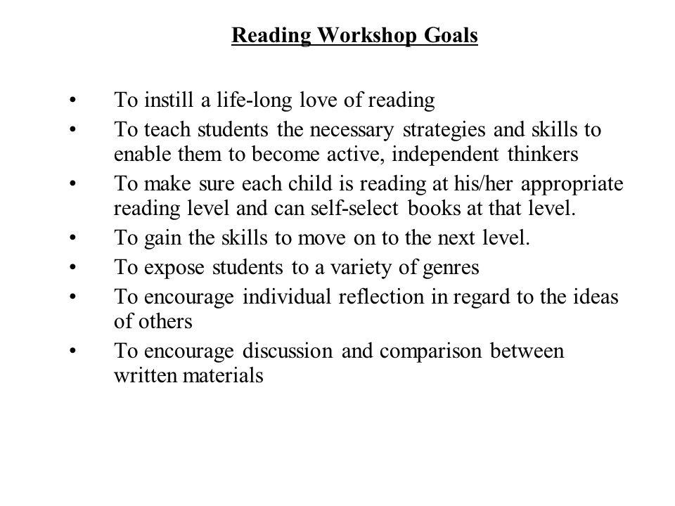 Reading Workshop Goals