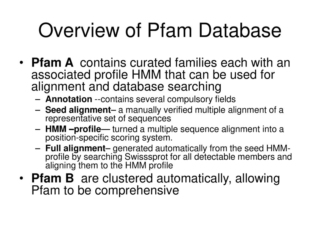 Pfam multiple sequence alignments and HMMprofiles of protein domains