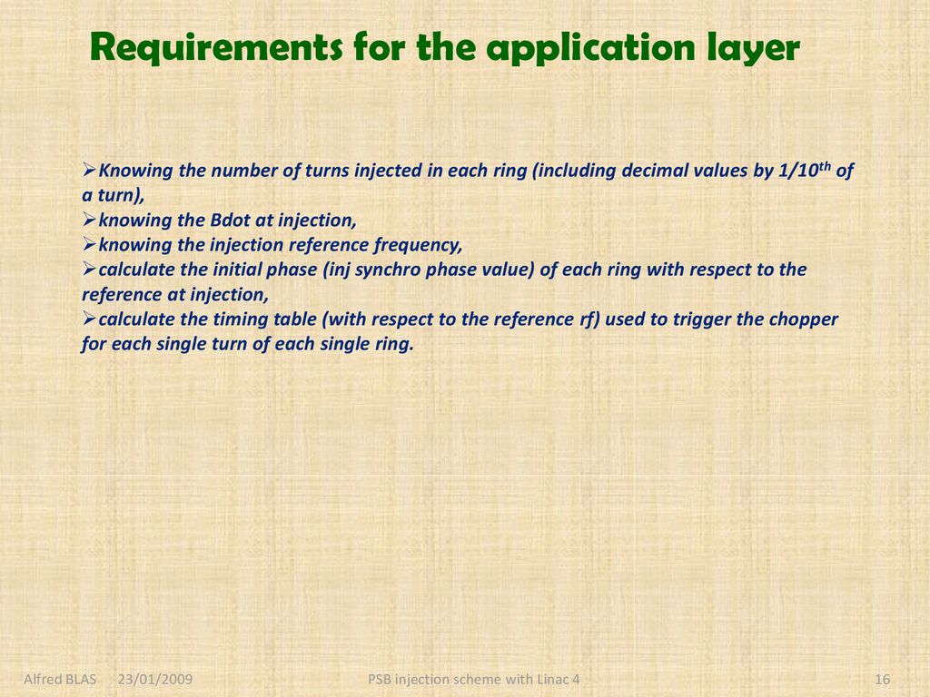 Requirements for the application layer