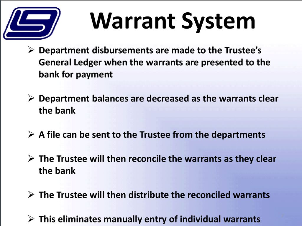 Flexgen Trustee Warrants to Checks Resource ppt download