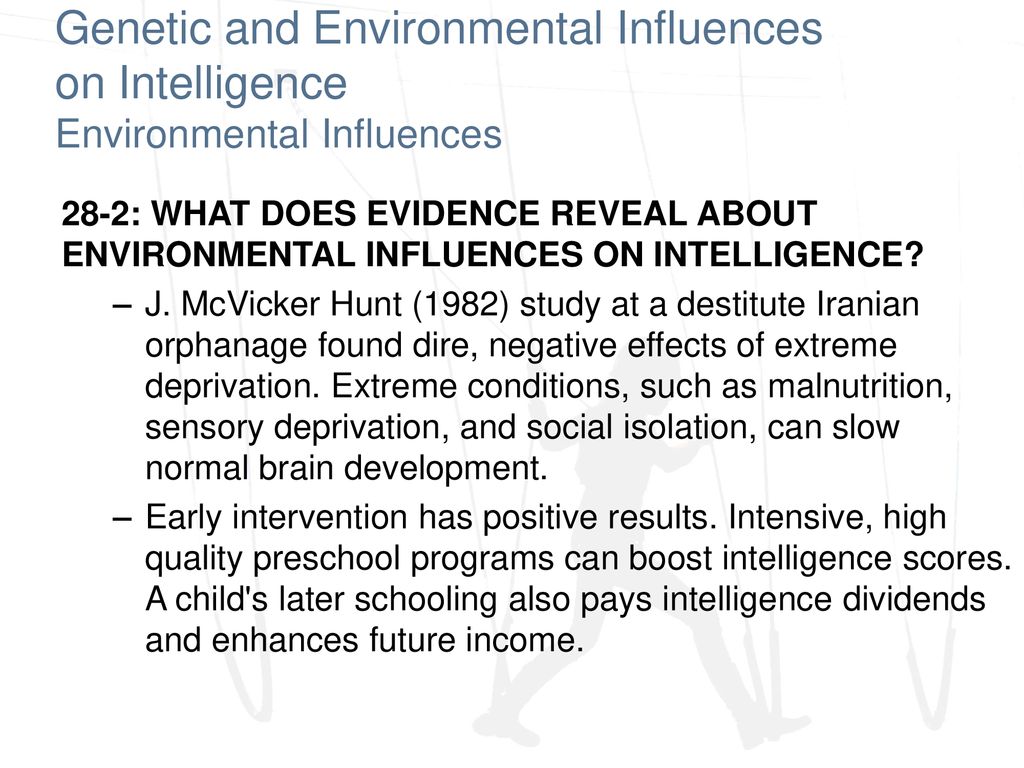 Genetic and Environmental Influences on Intelligence Environmental Influences