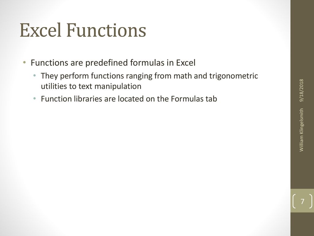 Excel functions and tables ppt download