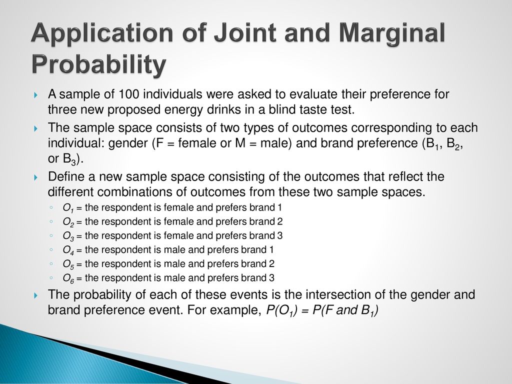 Application of Joint and Marginal Probability