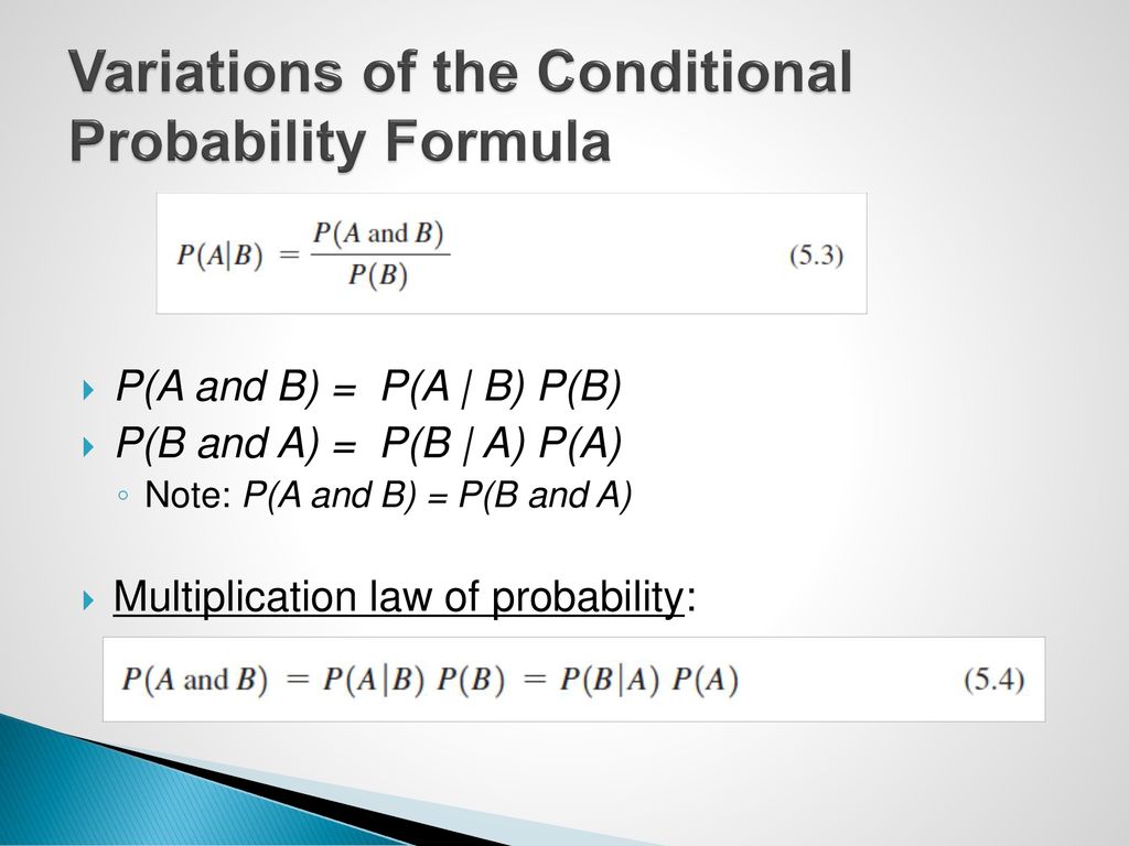 Variations of the Conditional Probability Formula