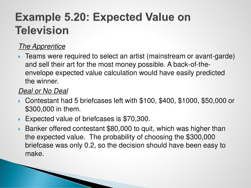 Example 5.20: Expected Value on Television