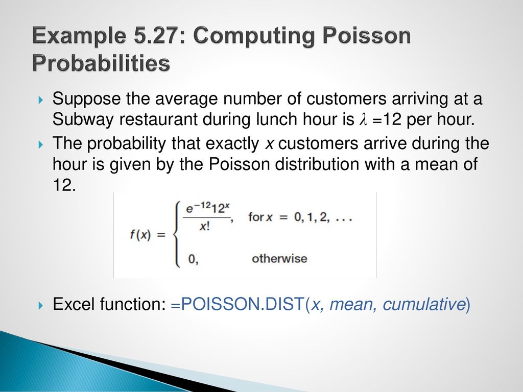 Example 5.27: Computing Poisson Probabilities