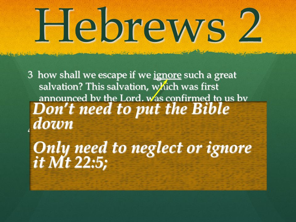 Hebrews 2 Don’t need to put the Bible down