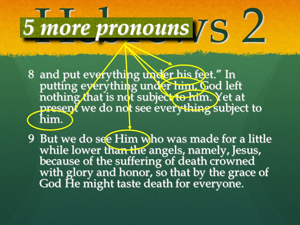 Hebrews 2 5 more pronouns.