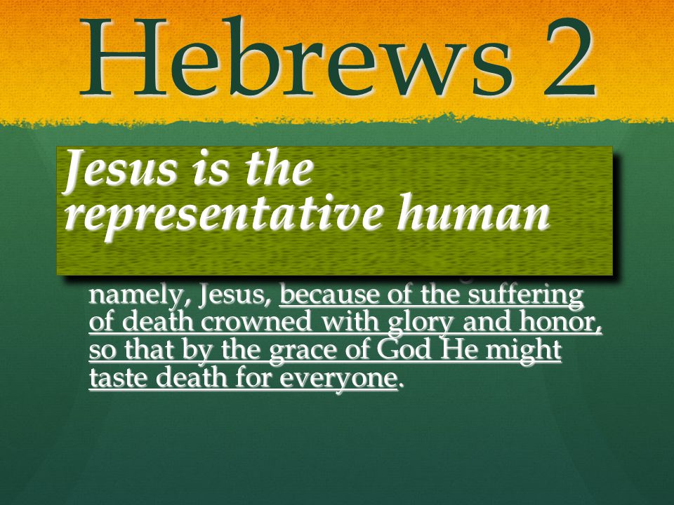 Hebrews 2 Jesus is the representative human