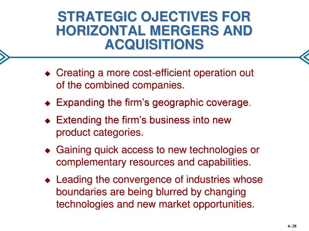 STRATEGIC OJECTIVES FOR HORIZONTAL MERGERS AND ACQUISITIONS