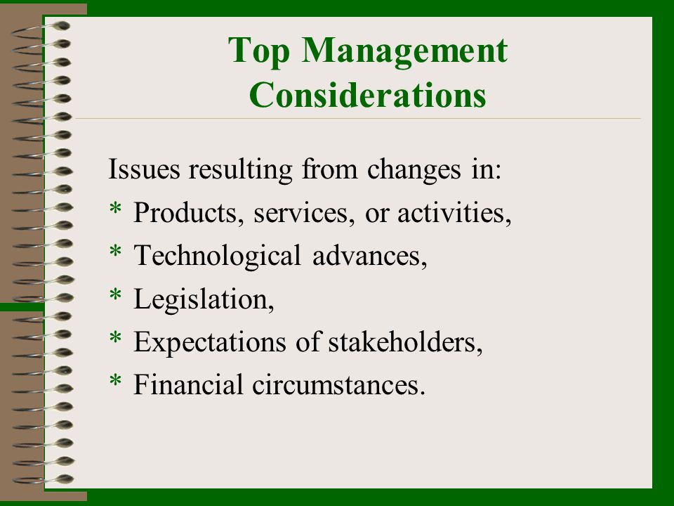 Top Management Considerations