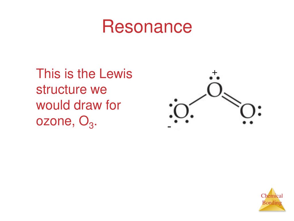 Resonance This is the Lewis structure we would draw for ozone, O3. 