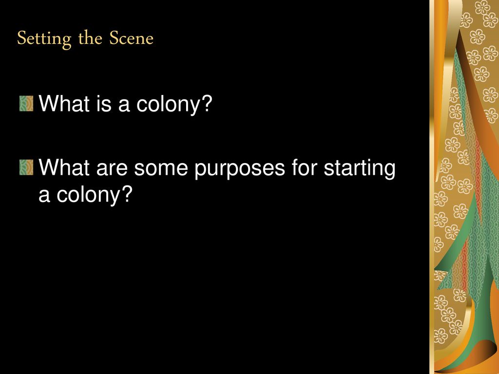 Setting the Scene What is a colony