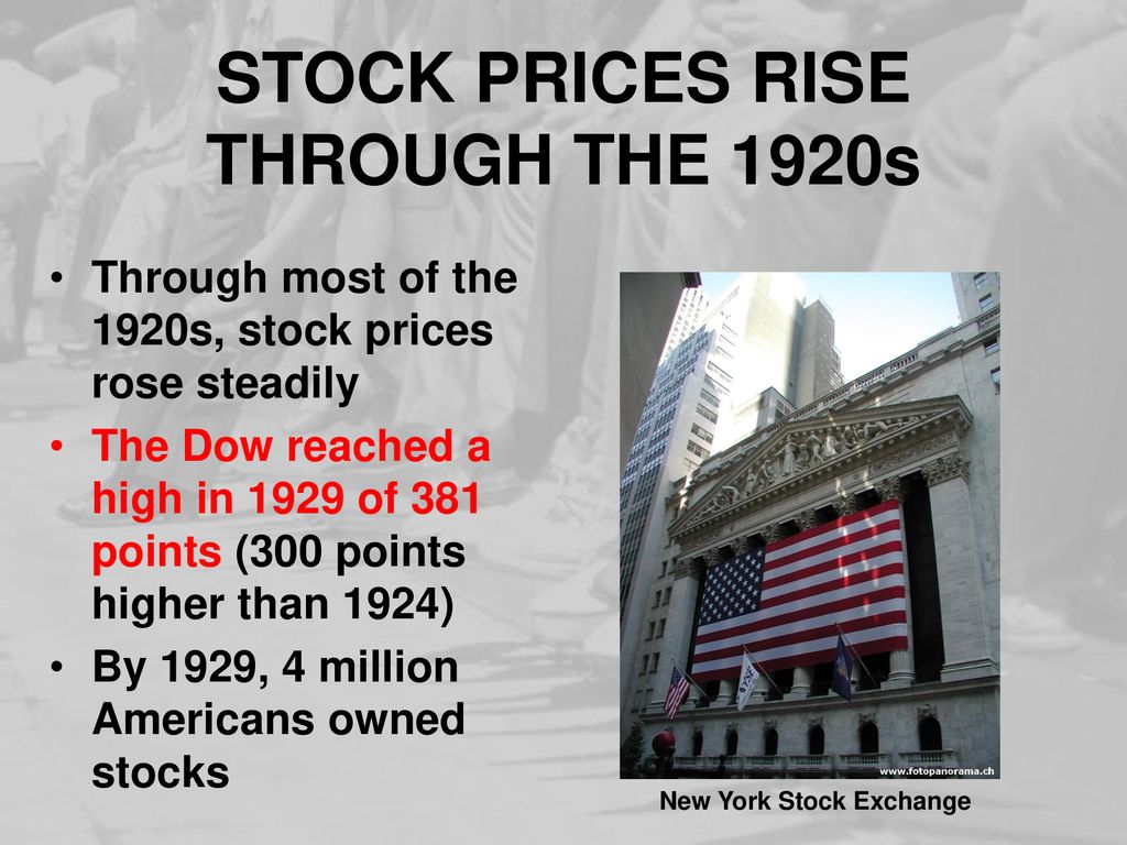 STOCK PRICES RISE THROUGH THE 1920s