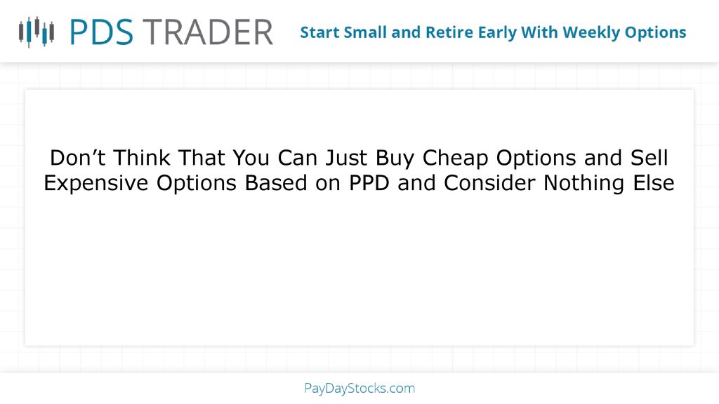 Don’t Think That You Can Just Buy Cheap Options and Sell Expensive Options Based on PPD and Consider Nothing Else