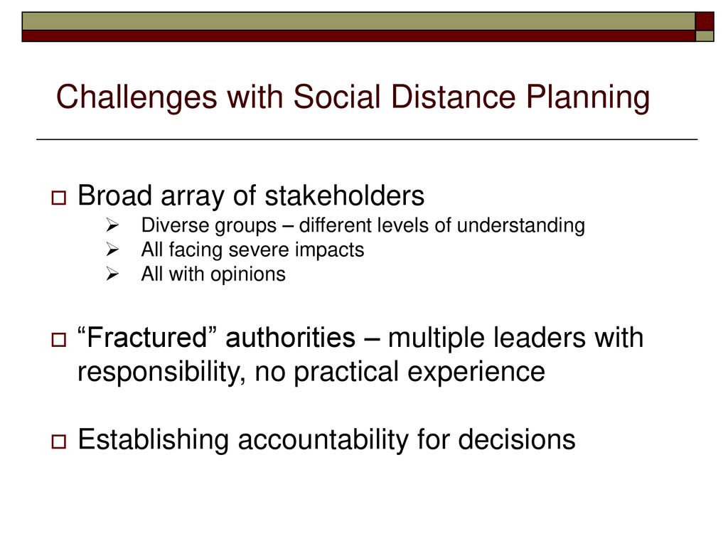 Challenges with Social Distance Planning