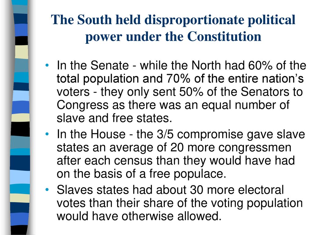The South held disproportionate political power under the Constitution
