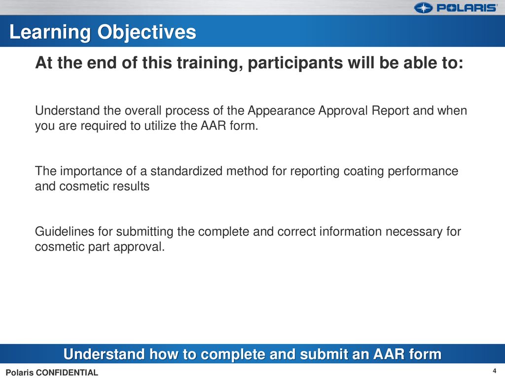 Learning Objectives At the end of this training, participants will be able to: