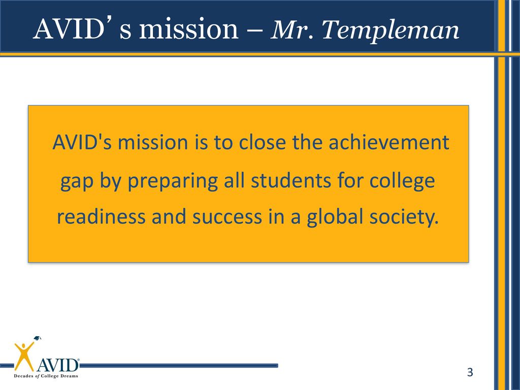 AVID’s mission – Mr. Templeman