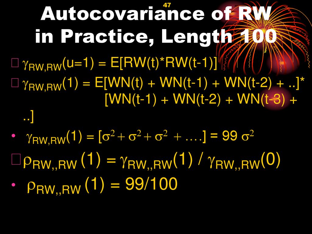 Autocovariance of RW in Practice, Length 100