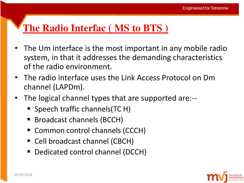 The Radio Interfac ( MS to BTS )