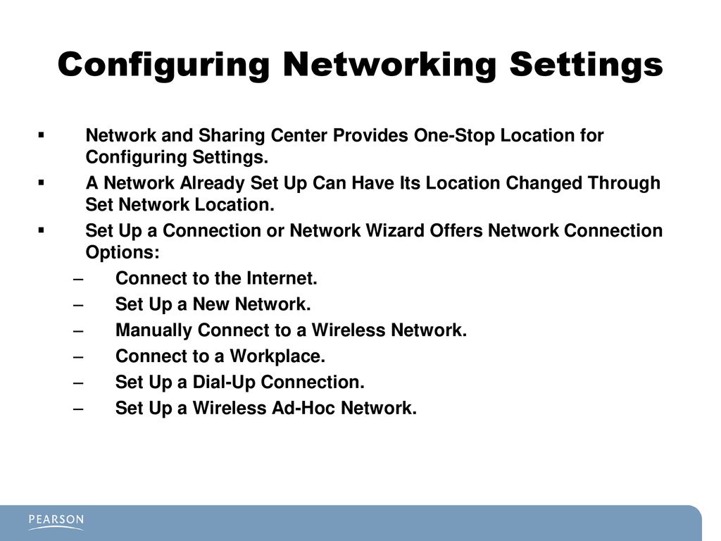 Microsoft network and sharing center