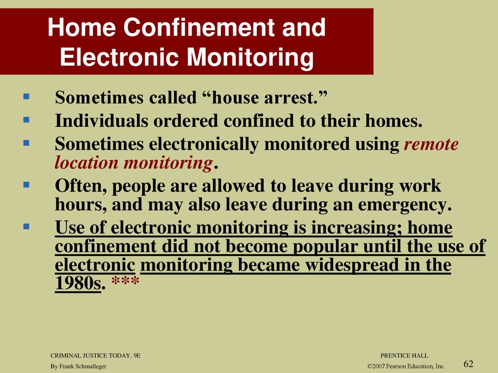 probation parole home confinement and electronic monitoring are examples of