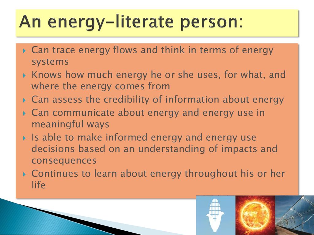 An energy-literate person: