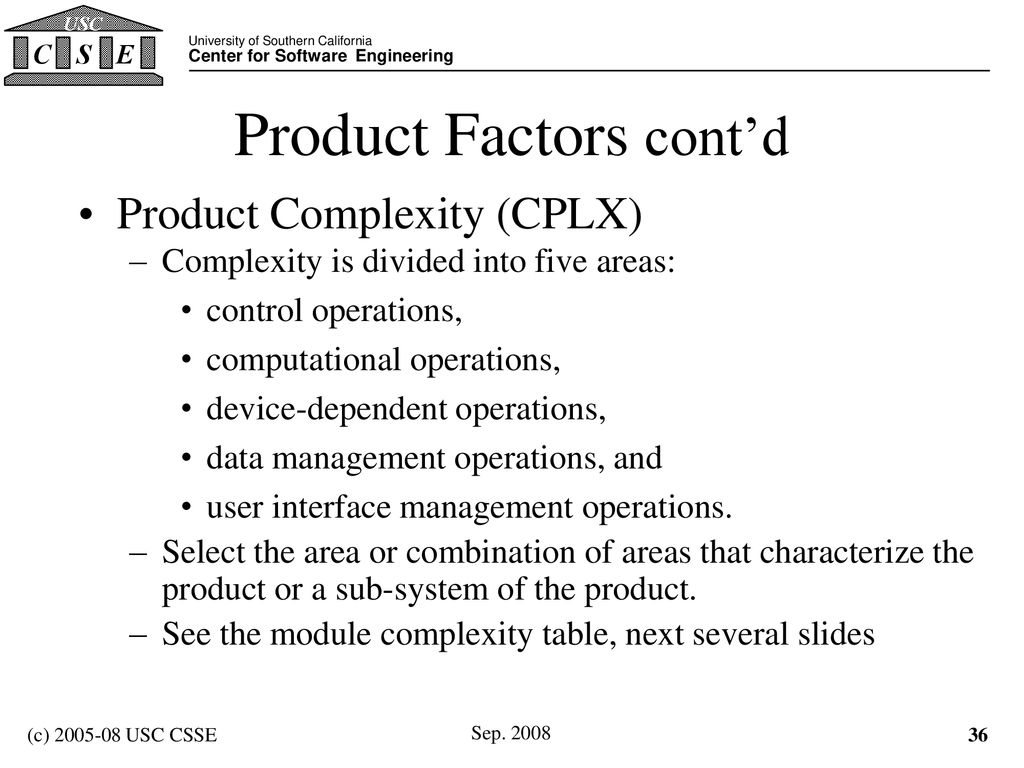 Product Factors cont’d