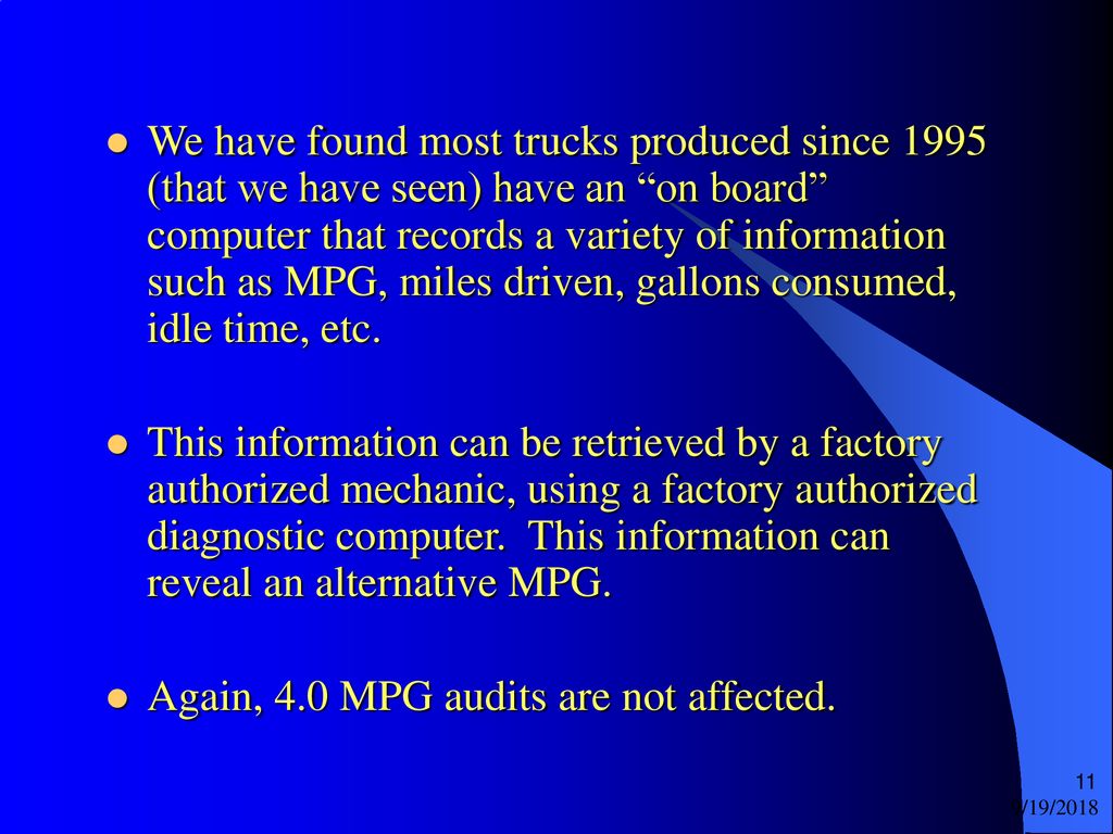 Again, 4.0 MPG audits are not affected.
